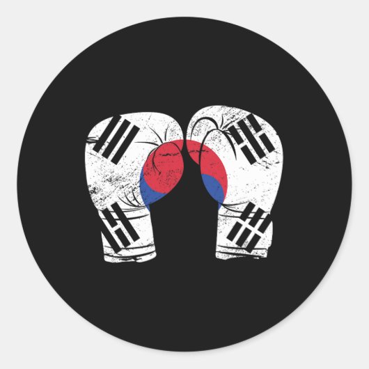 Sticker Rond Boxer Gants Drapeau Coréen Corée du Sud (Devant)