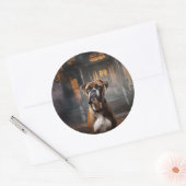 Sticker Rond Boxer Halloween Épouvantable (Enveloppe)