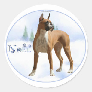 Sticker Rond Boxer Noel