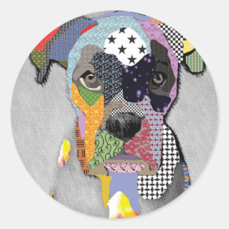 Sticker Rond Boxer Portrait