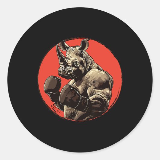 Sticker Rond Boxer Rhino (Devant)