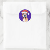 Sticker Rond Boxer Santa Hat (Sac)