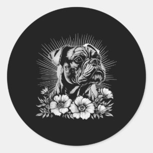 Sticker Rond Boxer style tatouage rétro Amoureux des chiens _1