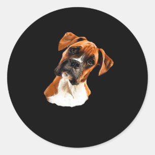 Sticker Rond Boxer Une Belle Boxer Tête Tilt Classic T-Shirt
