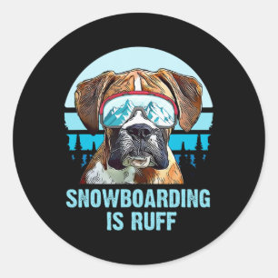 Sticker Rond Boxer Winter Snowboard Est Ruff Amoureux de les ch