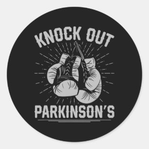 Sticker Rond Boxeur Kickboxing Combattant Knock Out Parkinsons