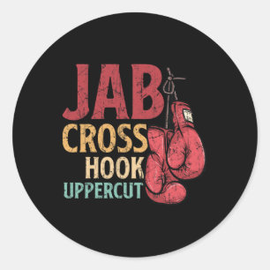Sticker Rond Boxeuse Jab Cross Hook Uppercut Travail Kickboxing