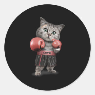 Sticker Rond Boxing cat