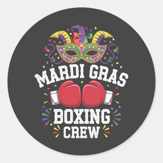 Sticker Rond Boxing Crew, plongez dans Mardi Gras. (Devant)