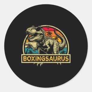 Sticker Rond Boxingsaurus T Rex Dinosaur Boxe Saurus Famille M