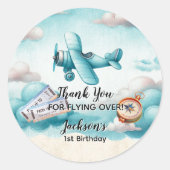 Sticker Rond Boy Cute Blue Avion Voyage Anniversaire de enfant (Devant)