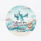 Sticker Rond Boy Cute Blue Avion Voyage Anniversaire de enfant