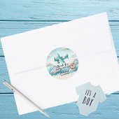 Sticker Rond Boy Cute Blue Avion Voyage Anniversaire de enfant