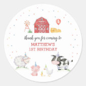 Sticker Rond Boy Farm Animaux Red Anniversaire (Devant)