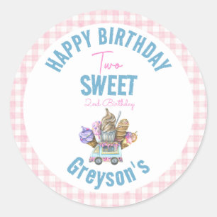 Sticker Rond Boy Ice Cream Camion Deux Sweet 2e Anniversaire