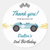 Sticker Rond Boy Race Car fête d'anniversaire (Devant)
