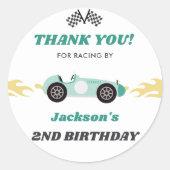 Sticker Rond Boy Race Car fête d'anniversaire (Devant)