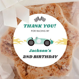 Sticker Rond Boy Race Car fête d'anniversaire