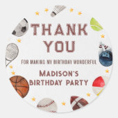 Sticker Rond Boy Sports Ball Anniversaire de enfant Merci (Devant)