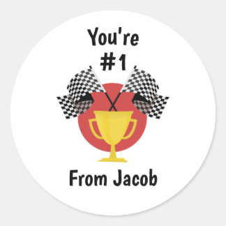 Sticker Rond Boy Toy Car Valentine or Birthday Party Favor 