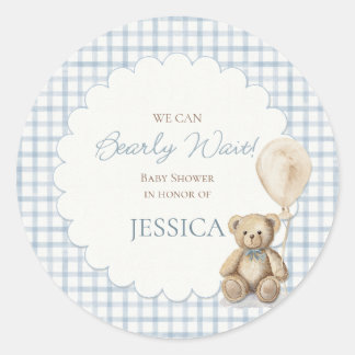 Sticker Rond Boy We Can Bearly Wait Teddy Bear Envelope Seal