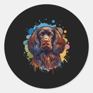 Sticker Rond Boykin Spaniel Artwork Chien Confort Couleurs Adul