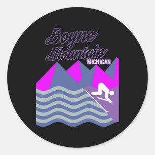Sticker Rond Boyne Mountain Michigan Usa Station de ski Snowboa
