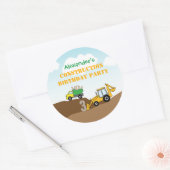 Sticker Rond Boy's Construction Digger TruckBirthday Party (Enveloppe)
