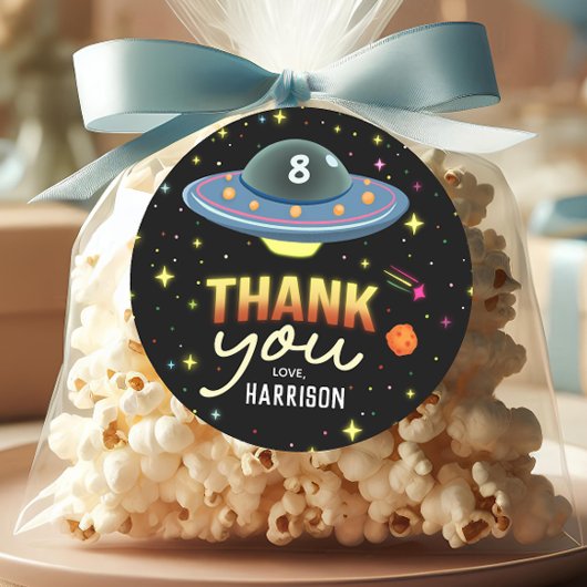 Sticker Rond Boys Cool Neon Space Birthday Favor