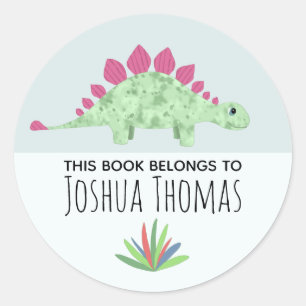 Sticker Rond Boys Cute Blue Dinosaur Cartoon Plate-forme pour e