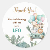 Sticker Rond Boys Cute Safari Birthday  (Devant)