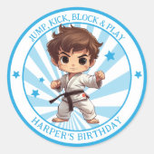 Sticker Rond Boy's Karate Martial Arts fête d'anniversaire (Devant)
