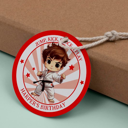 Sticker Rond Boy's Karate Martial Arts fête d'anniversaire
