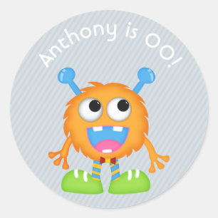 Sticker Rond Boys Little Monster thème fête d'anniversaire