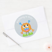 Sticker Rond Boys Little Monster thème fête d'anniversaire (Enveloppe)