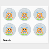 Sticker Rond Boys Little Monster thème fête d'anniversaire (Feuille)