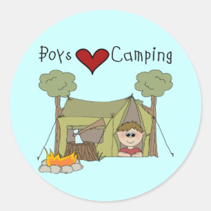 Sticker Rond Boys Love Camping