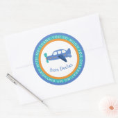 Sticker Rond Boys Nom de l'avion Anniversaire Merci (Enveloppe)