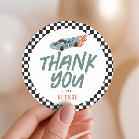 Sticker Rond Boys Two Fast Racing 2nd Birthday Favoriser