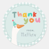 Sticker Rond Boys Two Silly Goose Blue Farm 2e anniversaire (Devant)