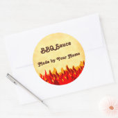 Sticker Rond BQ Flames rouges modifiable (Enveloppe)