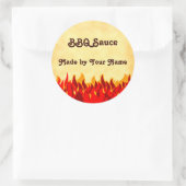Sticker Rond BQ Flames rouges modifiable (Sac)