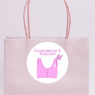 Sticker Rond Bra de cancer du sein courageux et résilient
