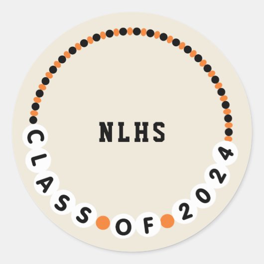 Sticker Rond Bracelet d'amitié 2024 Orange + Noir (Devant)