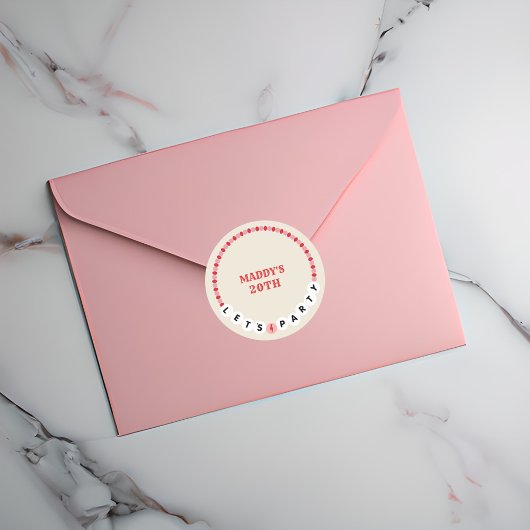 Sticker Rond Bracelet d'amitié Red Pink Anniversaire