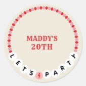 Sticker Rond Bracelet d'amitié Red Pink Anniversaire (Devant)