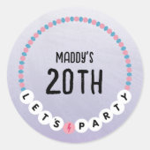 Sticker Rond Bracelet d'amitié violet Anniversaire (Devant)