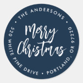 Sticker Rond Bracelet de marine Script Holiday Adresse de retou (Devant)