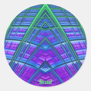 Sticker Rond BRAD ~ Cool ! Vert bleu bleu géométrique ~