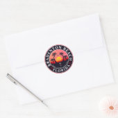 Sticker Rond Bradenton Florida Retro Sunset Palmiers 1960 (Enveloppe)